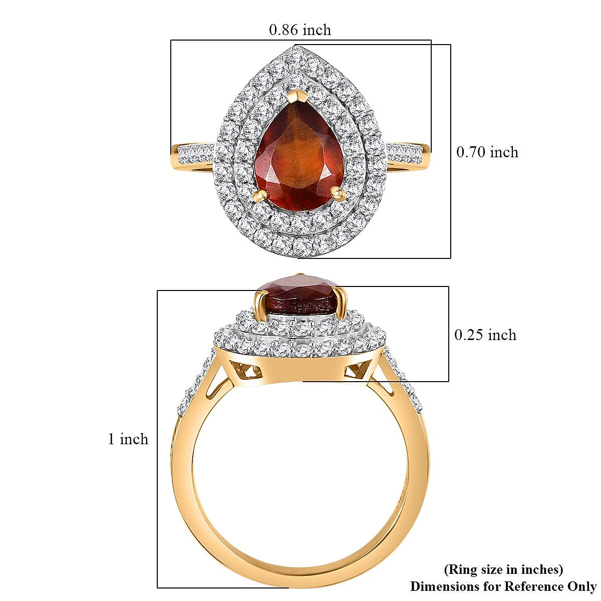 D'Joy Ceylon Hessonite Garnet and Moissanite 2.90 ctw Ring in 18K Vermeil Yellow Gold Over Sterling Silver (Size 6.0) image number 5