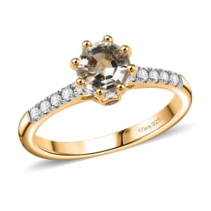 AAA Turkizite and Multi Gemstone 1.40 ctw Royal Crown Ring in 18K Vermeil Yellow Gold Over Sterling Silver (Size 8.0)