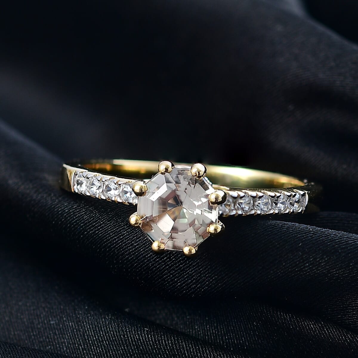 AAA Turkizite and Multi Gemstone 1.40 ctw Royal Crown Ring in 18K Vermeil Yellow Gold Over Sterling Silver (Size 8.0) image number 1
