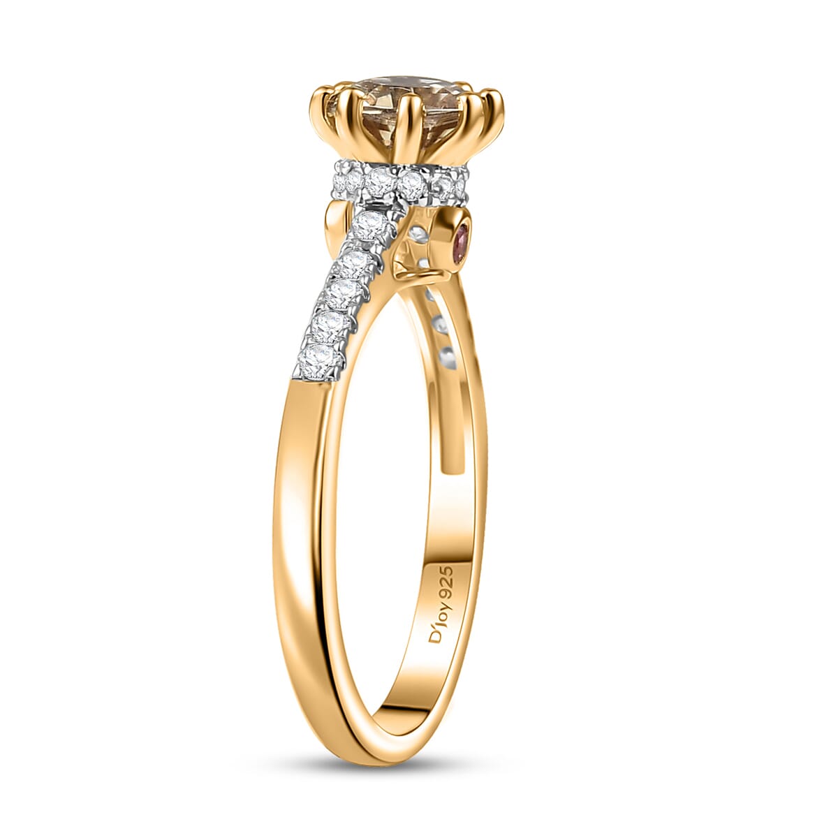 AAA Turkizite and Multi Gemstone 1.40 ctw Royal Crown Ring in 18K Vermeil Yellow Gold Over Sterling Silver (Size 8.0) image number 3