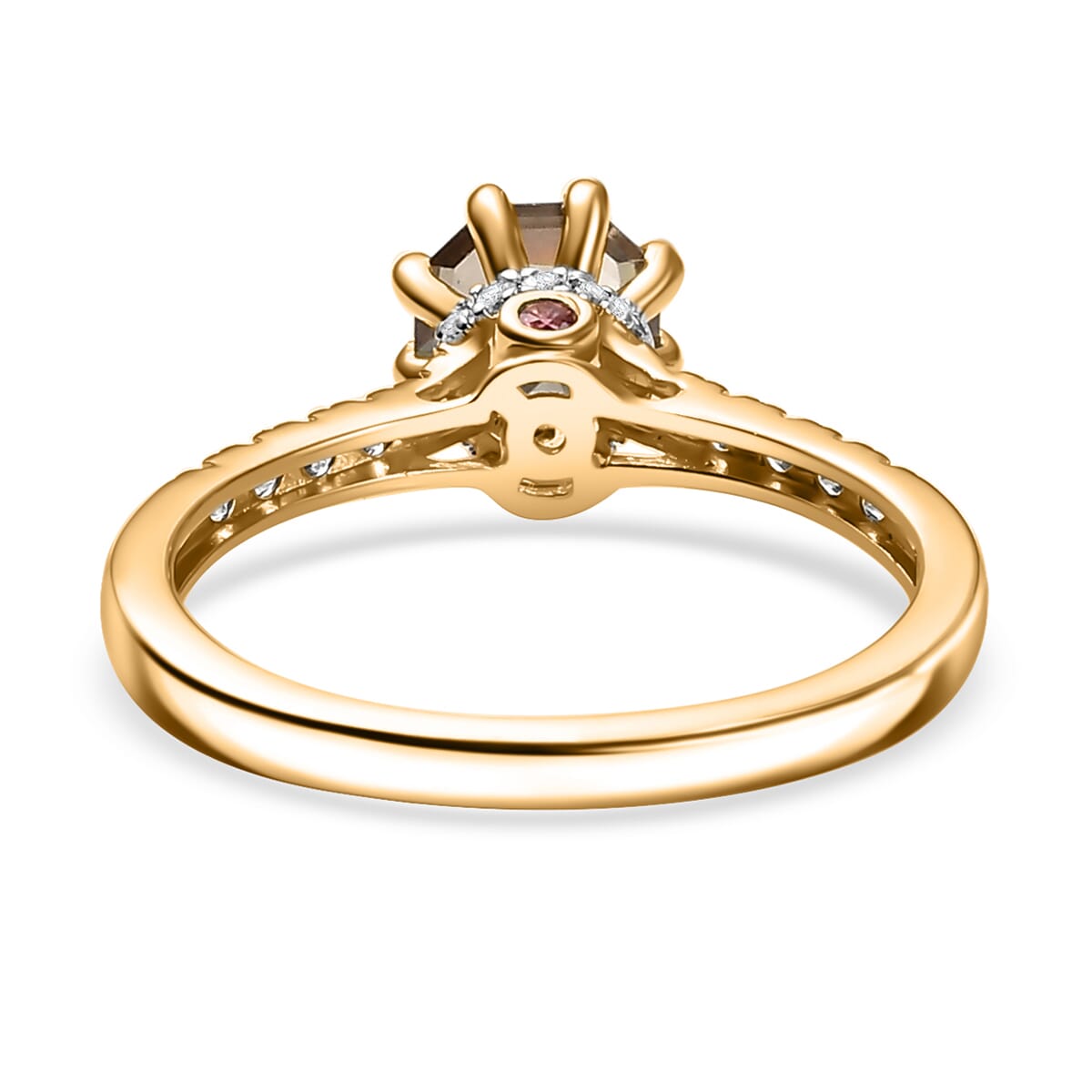 AAA Turkizite and Multi Gemstone 1.40 ctw Royal Crown Ring in 18K Vermeil Yellow Gold Over Sterling Silver (Size 8.0) image number 4