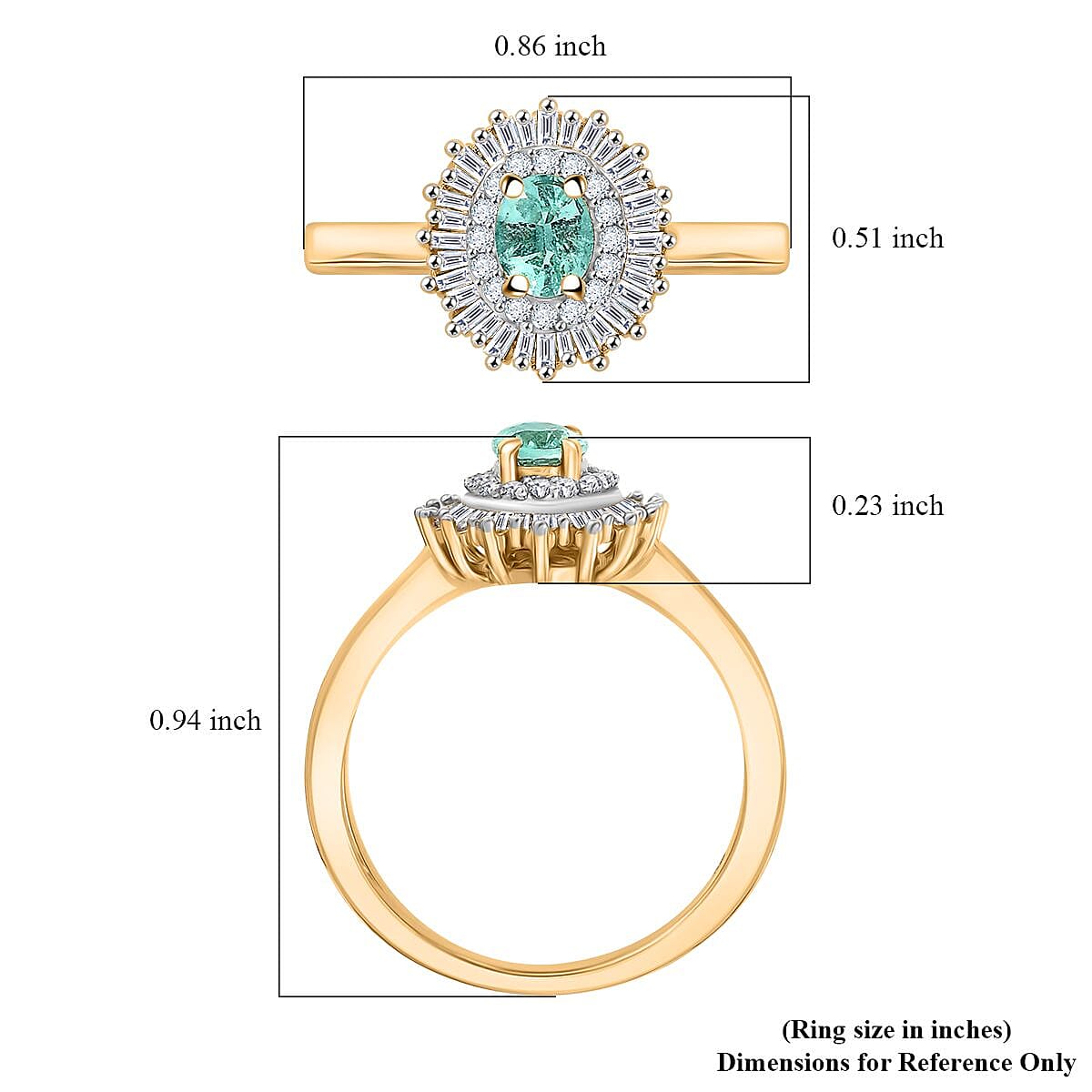 D'Joy AAA Boyaca Colombian Emerald and Diamond 0.65 ctw Double Halo Ring in 18K Vermeil Yellow Gold Over Sterling Silver (Size 6.0) 