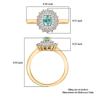 D'Joy AAA Boyaca Colombian Emerald and Diamond 0.65 ctw Double Halo Ring in 18K Vermeil Yellow Gold Over Sterling Silver (Size 6.0) 
