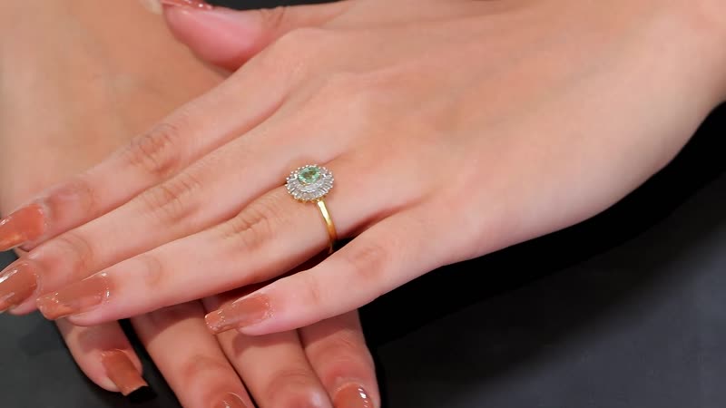 AAA Boyaca Colombian Emerald, Diamond (0.35 cts) Ring in 18K Vermeil YG Over Sterling Silver (Size 7.0) 0.65 ctw