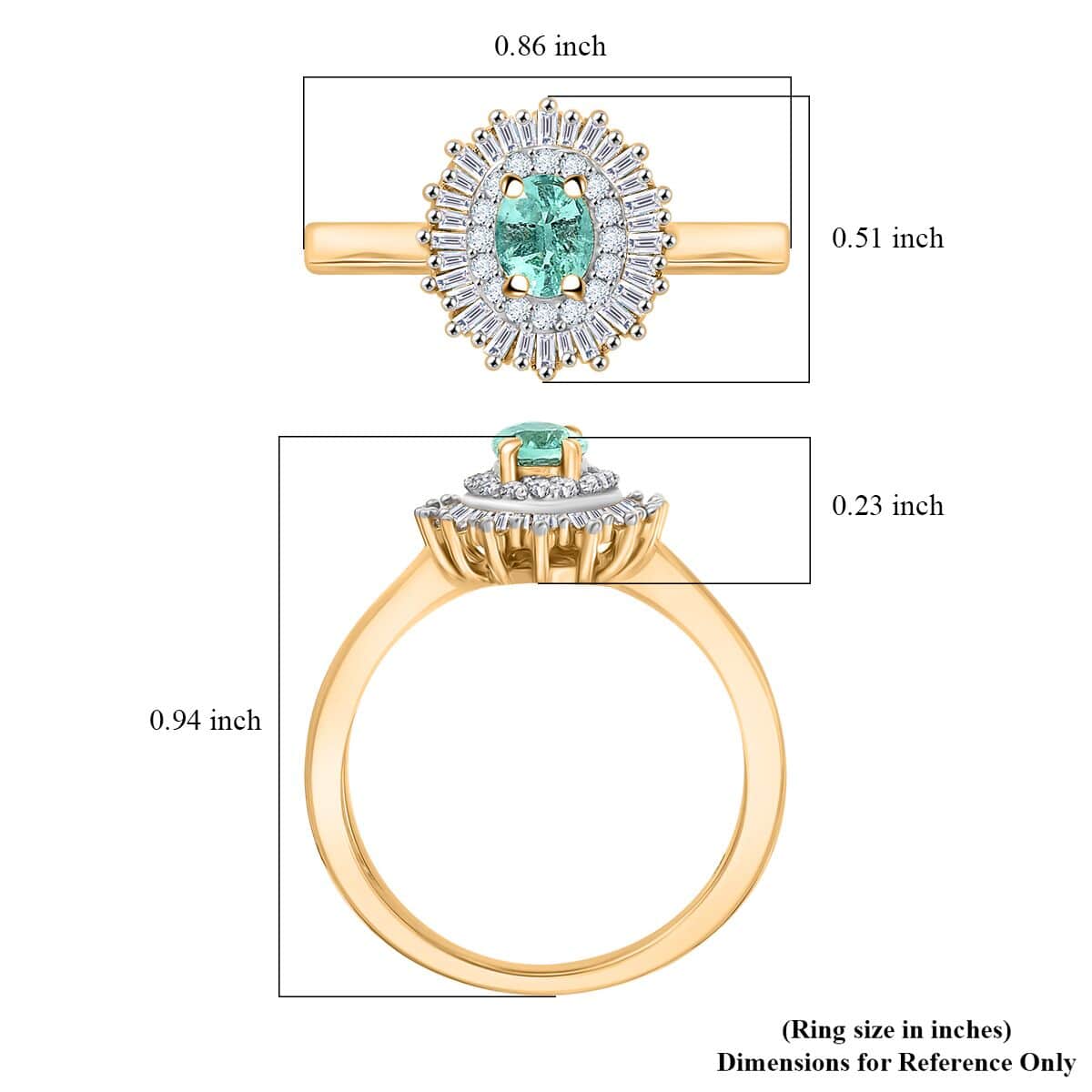 AAA Boyaca Colombian Emerald and Diamond 0.65 ctw Double Halo Ring in 18K Vermeil Yellow Gold Over Sterling Silver (Size 7.0) image number 5