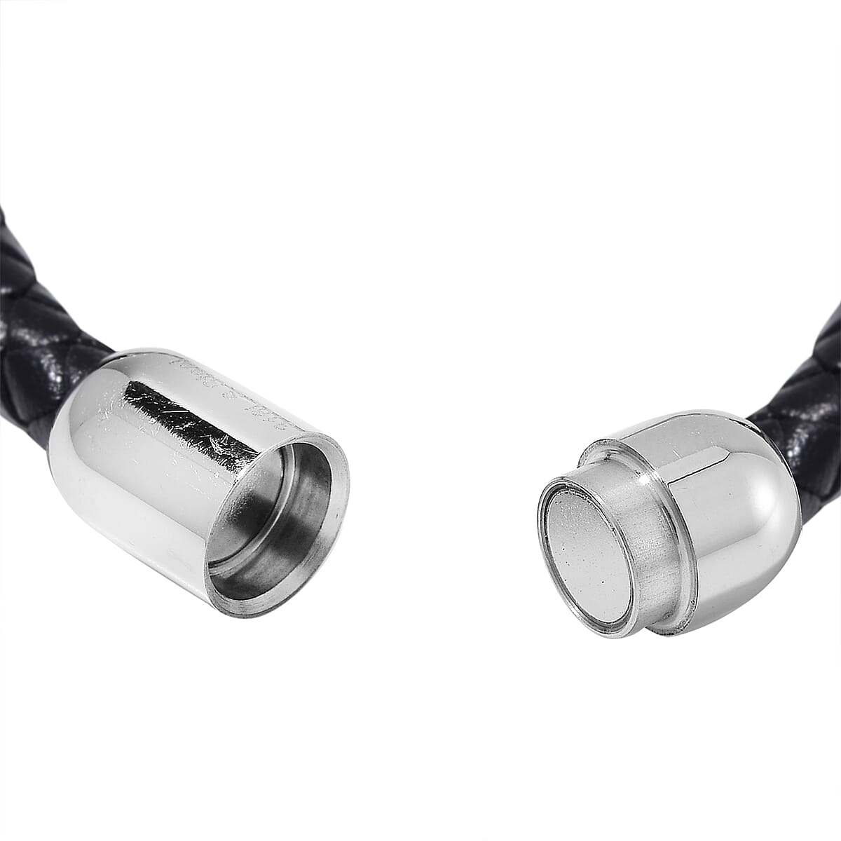 Blue Apatite 50.00 ctw Leather Cord Bracelet in Stainless Steel (7.75 In) image number 4