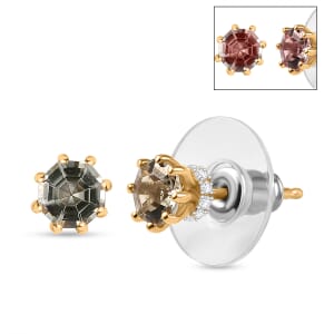 AAA Turkizite and White Zircon 1.50 ctw Stud Earrings in 18K Vermeil Yellow Gold Over Sterling Silver