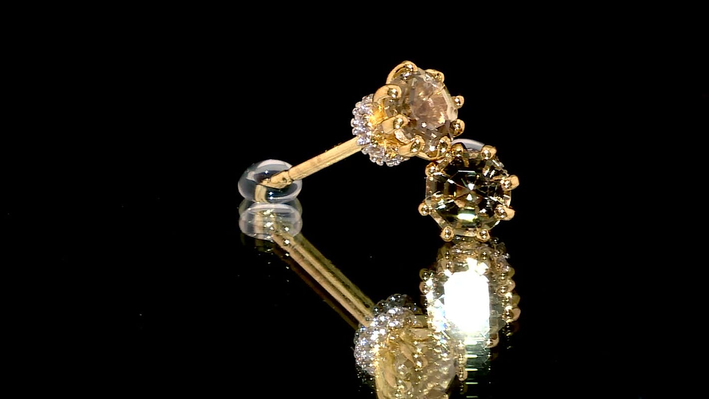 D'Joy AAA Turkizite and White Zircon 1.50 ctw Stud Earrings in 18K Vermeil Yellow Gold Over Sterling Silver