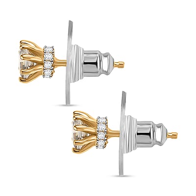 D'Joy AAA Turkizite and White Zircon 1.50 ctw Stud Earrings in 18K Vermeil Yellow Gold Over Sterling Silver