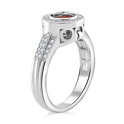 Red and White Moissanite 2.75 ctw Interchangeable Halo Ring in Rhodium Over Sterling Silver (Size 10.0)