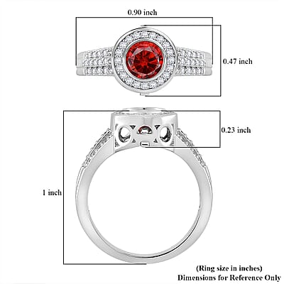 Red and White Moissanite 2.75 ctw Interchangeable Halo Ring in Rhodium Over Sterling Silver (Size 10.0)