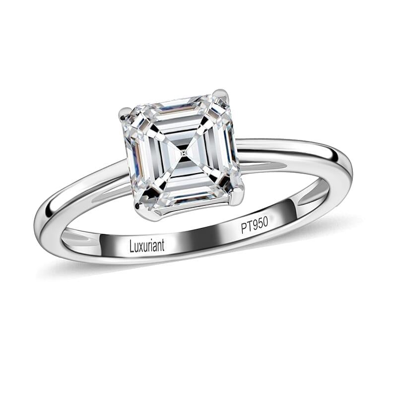 SGL Certified Asscher Cut Luxuriant Lab Grown Diamond G-H VS 2.00 ctw Ring in 950 Platinum (Size 10.0)