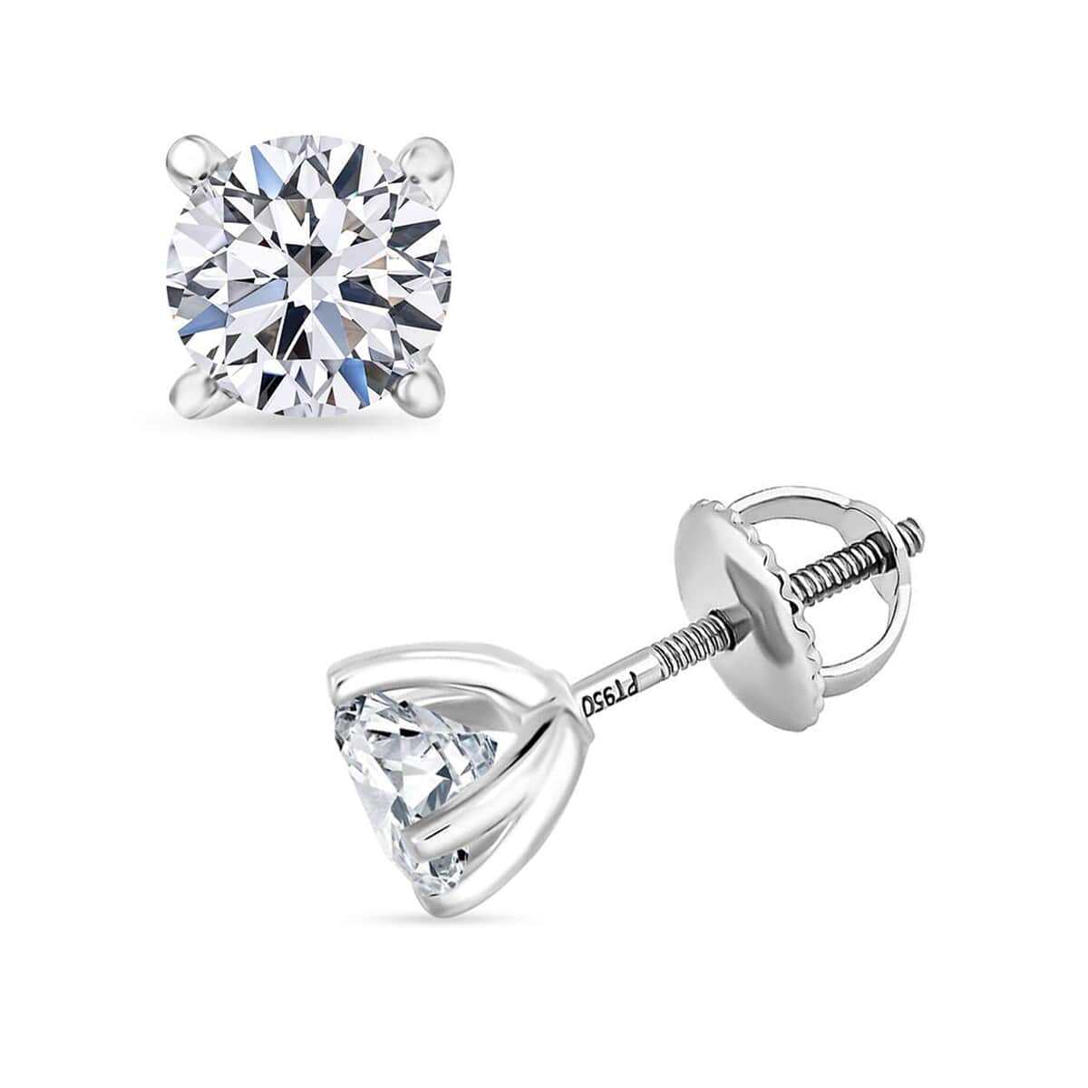 Luxuriant Lab Grown Diamond G VS 3.00 ctw Solitaire Stud Earrings in 950 Platinum image number 0