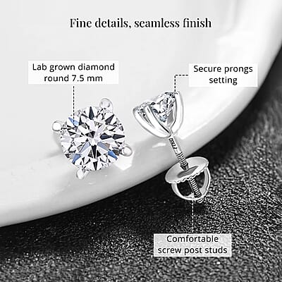 Luxuriant Lab Grown Diamond G VS 3.00 ctw Solitaire Stud Earrings in 950 Platinum