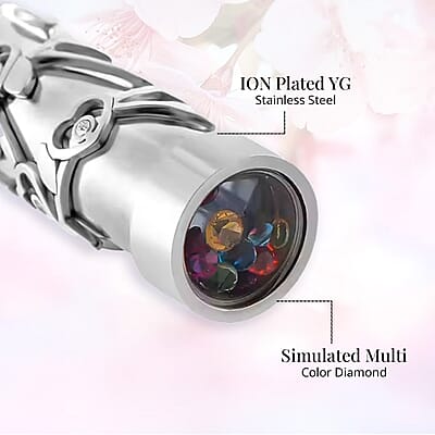 Simulated Multi Color Diamond 0.80 ctw Kaleidoscope Pendant Necklace in Stainless Steel 30-32 Inches