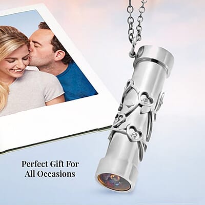 Simulated Multi Color Diamond 0.80 ctw Kaleidoscope Pendant Necklace in Stainless Steel 30-32 Inches