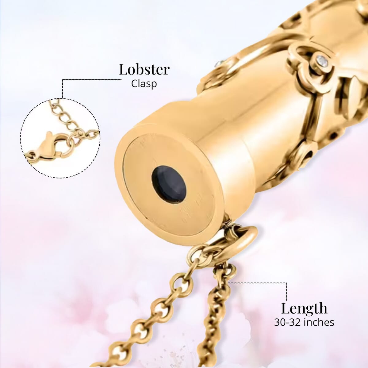 Simulated Multi Color Diamond 0.80 ctw Kaleidoscope Pendant Necklace in ION Plated YG Stainless Steel 30-32 Inches image number 5
