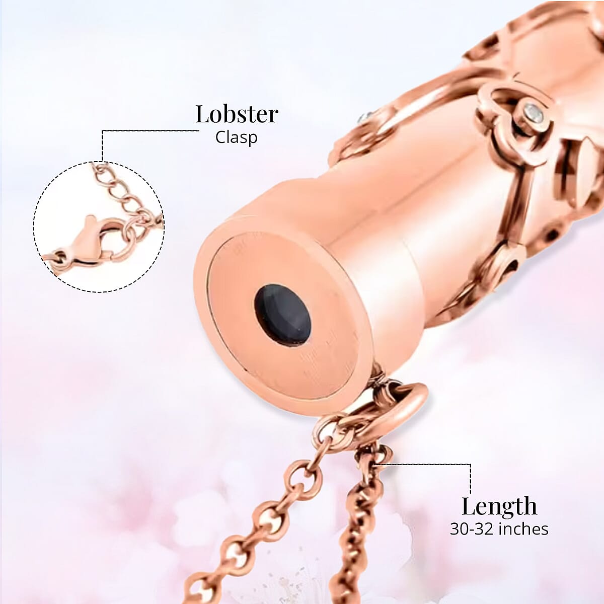 Simulated Multi Color Diamond 0.80 ctw Kaleidoscope Pendant Necklace in ION Plated RG Stainless Steel 30-32 Inches image number 2