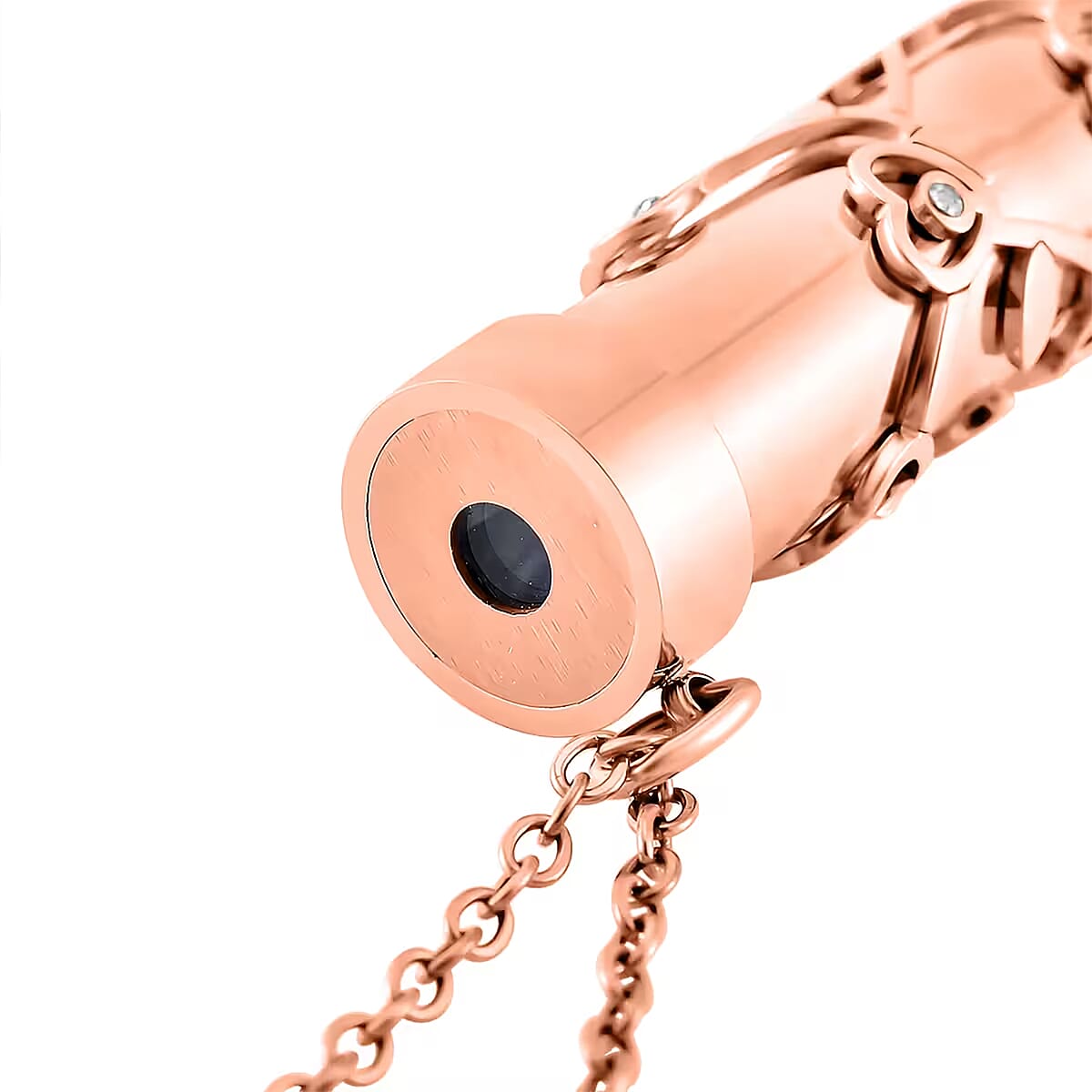 Simulated Multi Color Diamond 0.80 ctw Kaleidoscope Pendant Necklace in ION Plated RG Stainless Steel 30-32 Inches image number 7