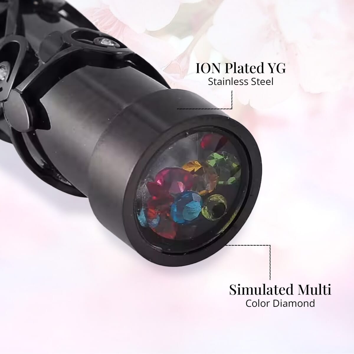 Simulated Multi Color Diamond 0.80 ctw Kaleidoscope Pendant Necklace in ION Plated Black Stainless Steel 30-32 Inches image number 3