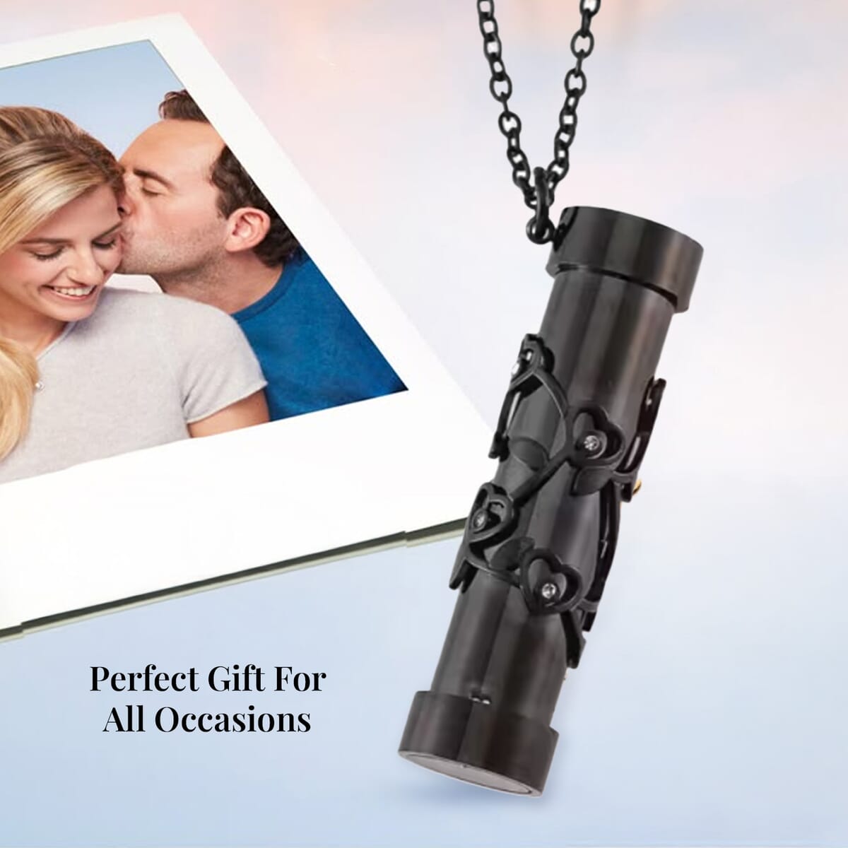 Simulated Multi Color Diamond 0.80 ctw Kaleidoscope Pendant Necklace in ION Plated Black Stainless Steel 30-32 Inches image number 5