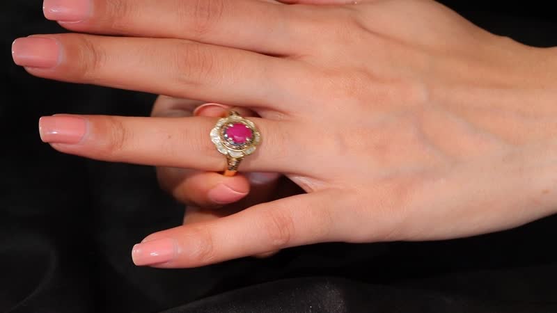 AAA Royal Ruby, Red Diamond (IR) and Diamond (0.40 cts) Ring in 18K Vermeil YG Over Sterling Silver (Size 10.0) 2.25 ctw