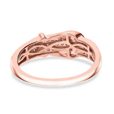 I3 Natural Pink Diamond and White Diamond 0.25 ctw Buckle Ring in Vermeil Rose Gold Over Sterling Silver (Size 10.0) (Del. In 10-12 Days)