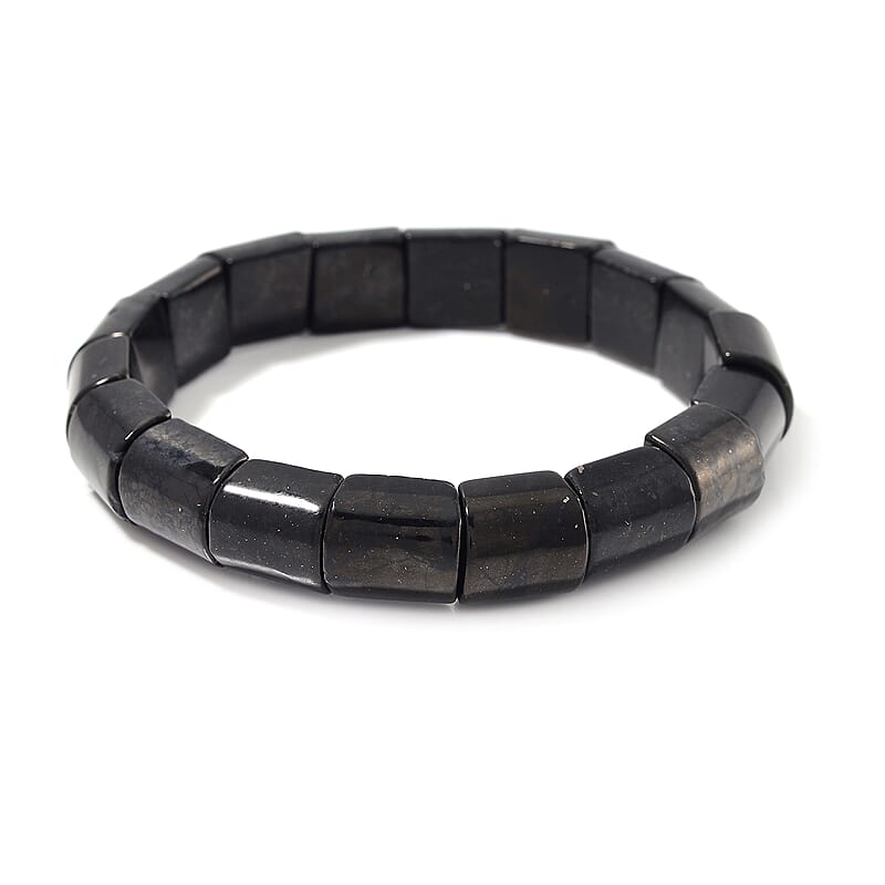 Shungite 150.00 ctw Block Stretch Bracelet