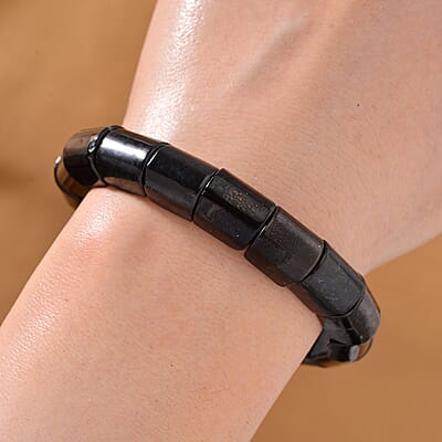 Shungite 150.00 ctw Block Stretch Bracelet