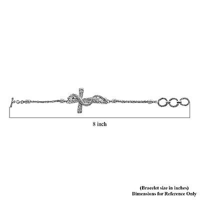 Bali Legacy Sterling Silver Borobudur Chain Dragon Cross Bracelet (6.50-8.0In) 12.40 Grams