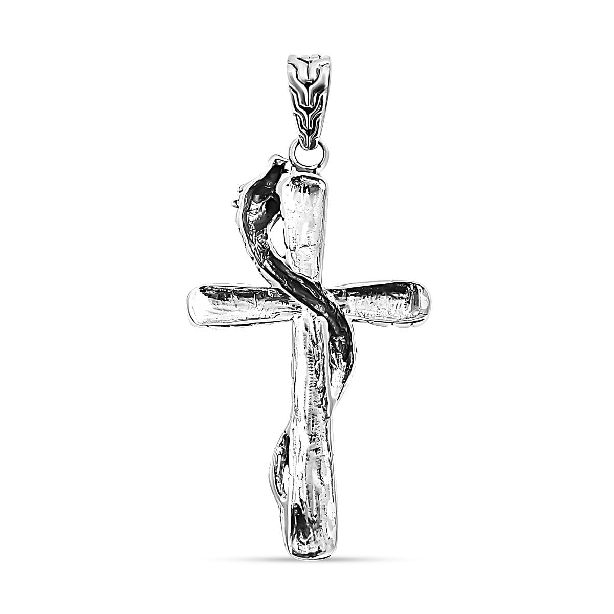 One Time Only Bali Legacy Sterling Silver Tulang Naga Chain Dragon Cross Pendant (5.65 g) image number 3