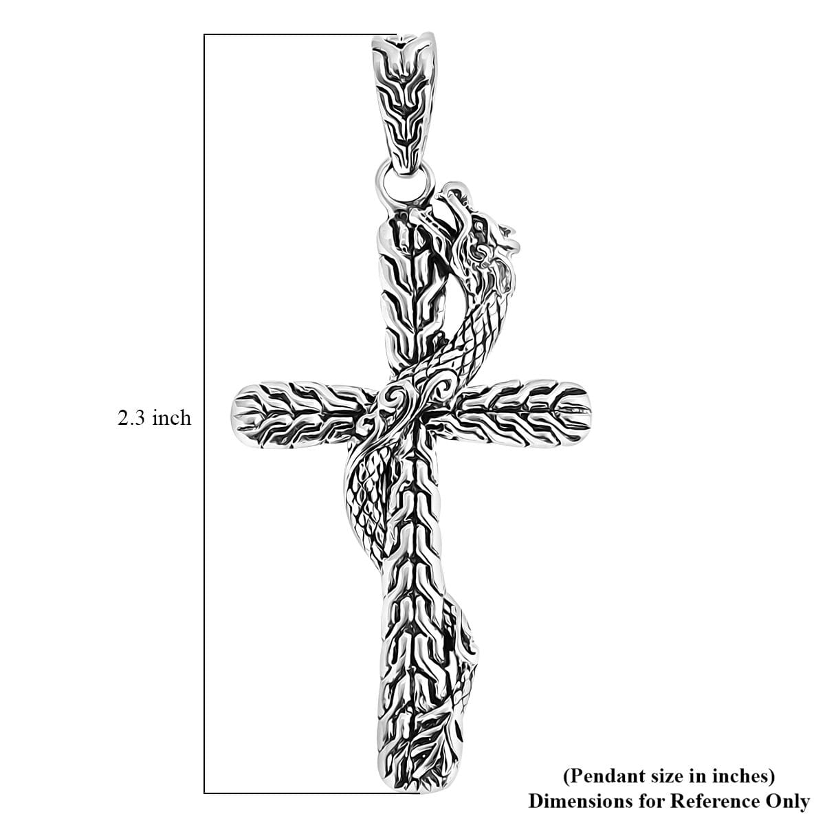 One Time Only Bali Legacy Sterling Silver Tulang Naga Chain Dragon Cross Pendant (5.65 g) image number 5