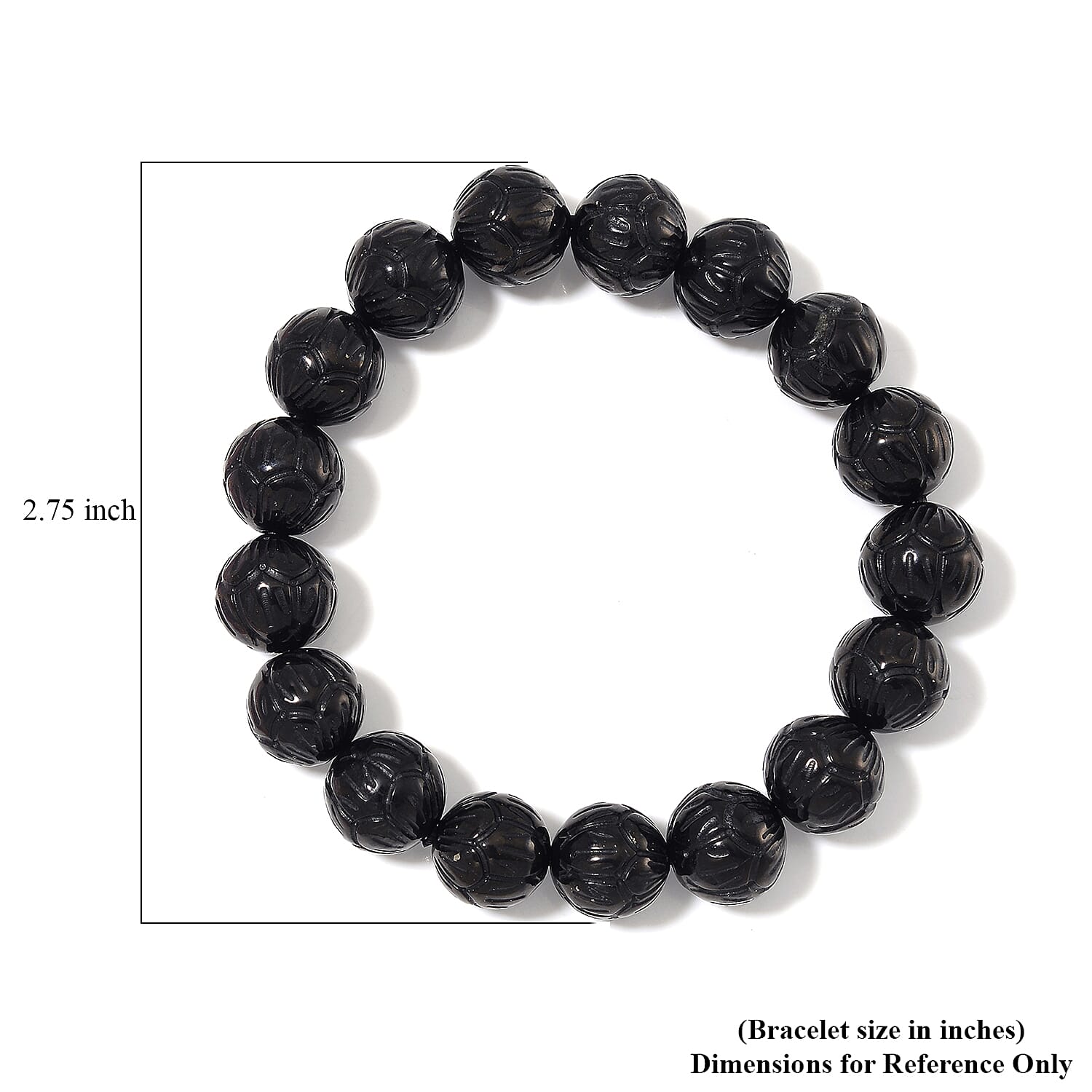 Shungite 150.00 ctw Carved Beaded Stretch Bracelet