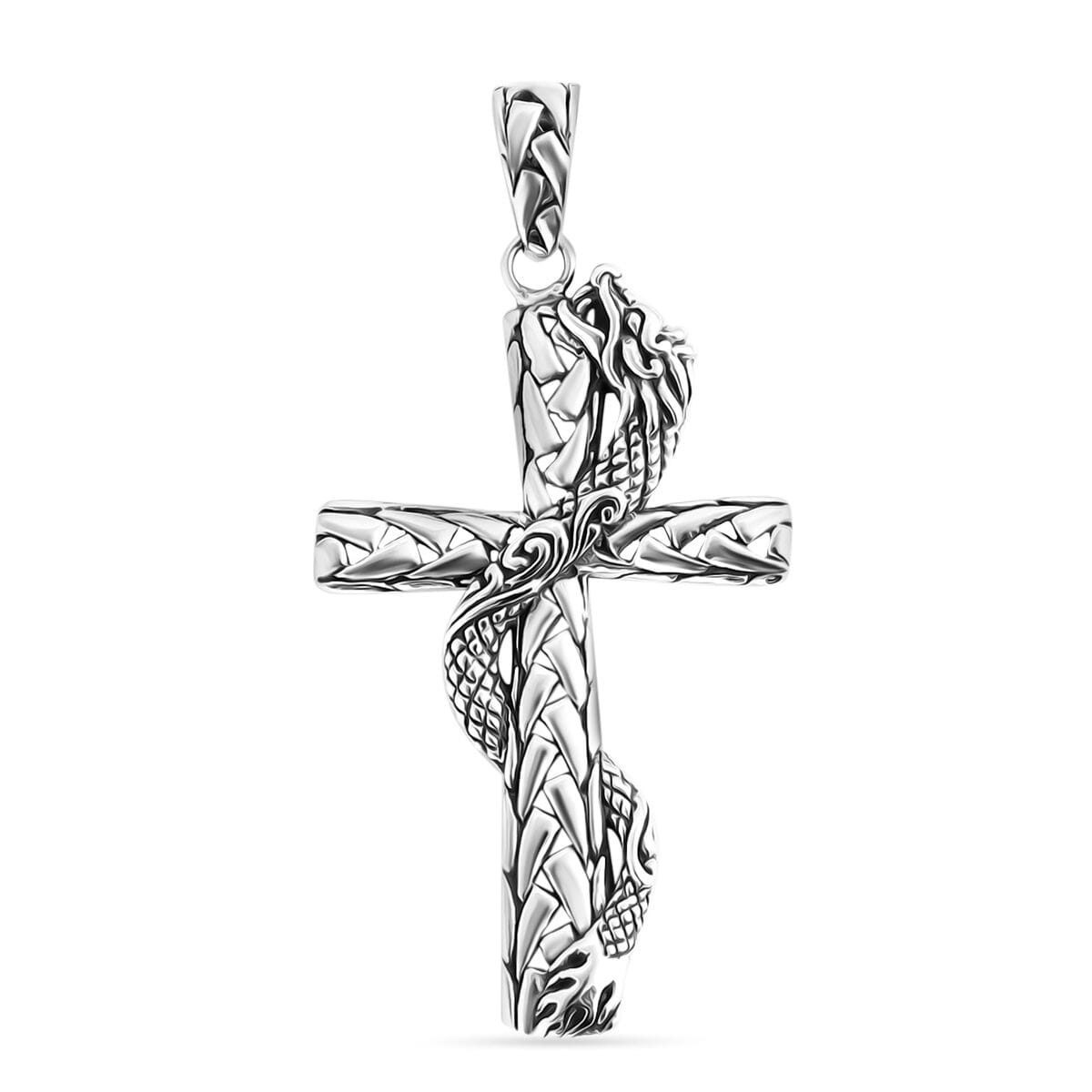 Bali Legacy Sterling Silver Padian Chain Dragon Cross Pendant 5.80 Grams image number 0