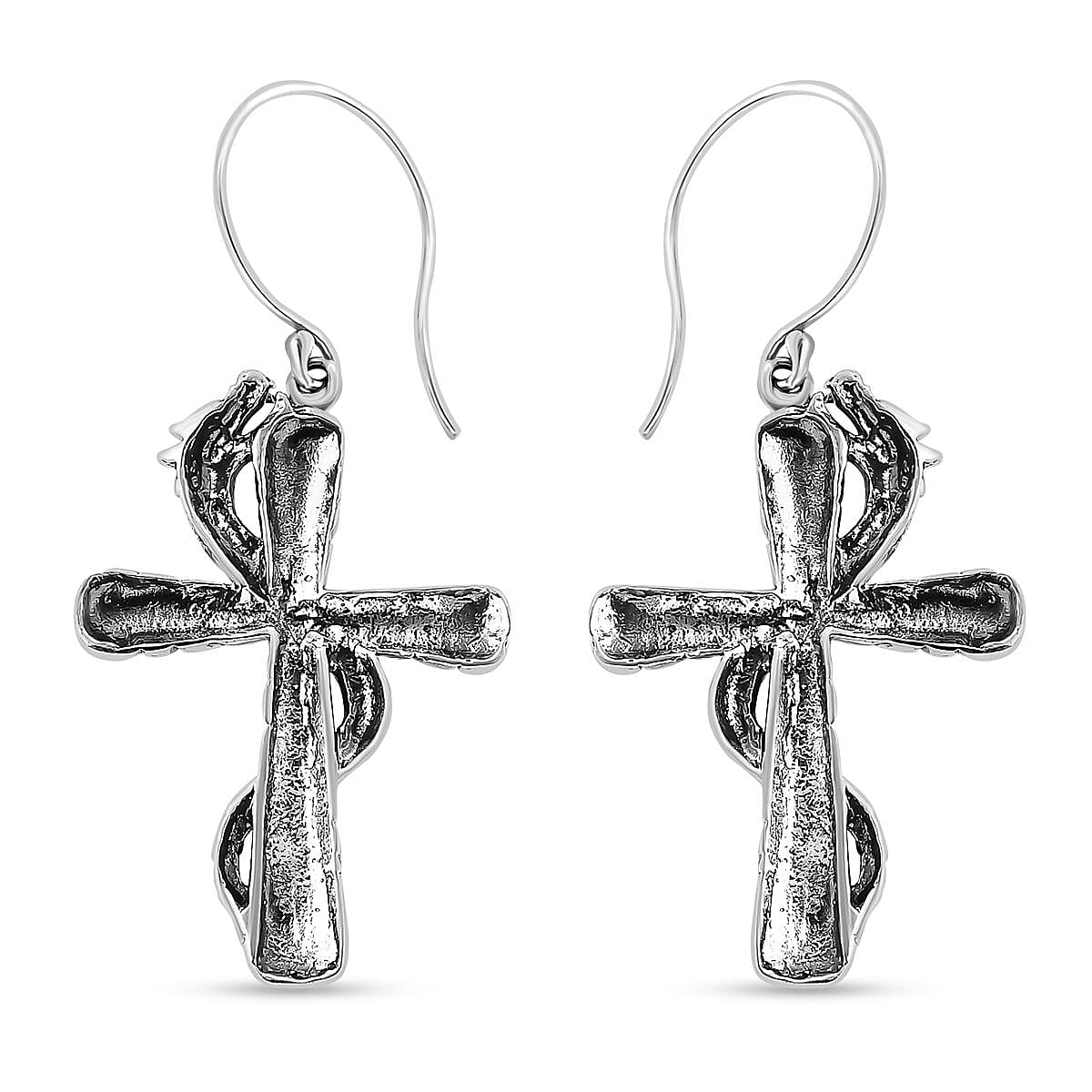 Bali Legacy Sterling Silver Tulang Naga Chain Dragon Cross Earrings 5.90 Grams