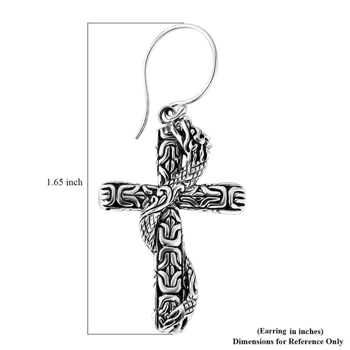 Bali Legacy Sterling Silver Borobudur Chain Dragon Cross Earrings 5.65 Grams image number 4