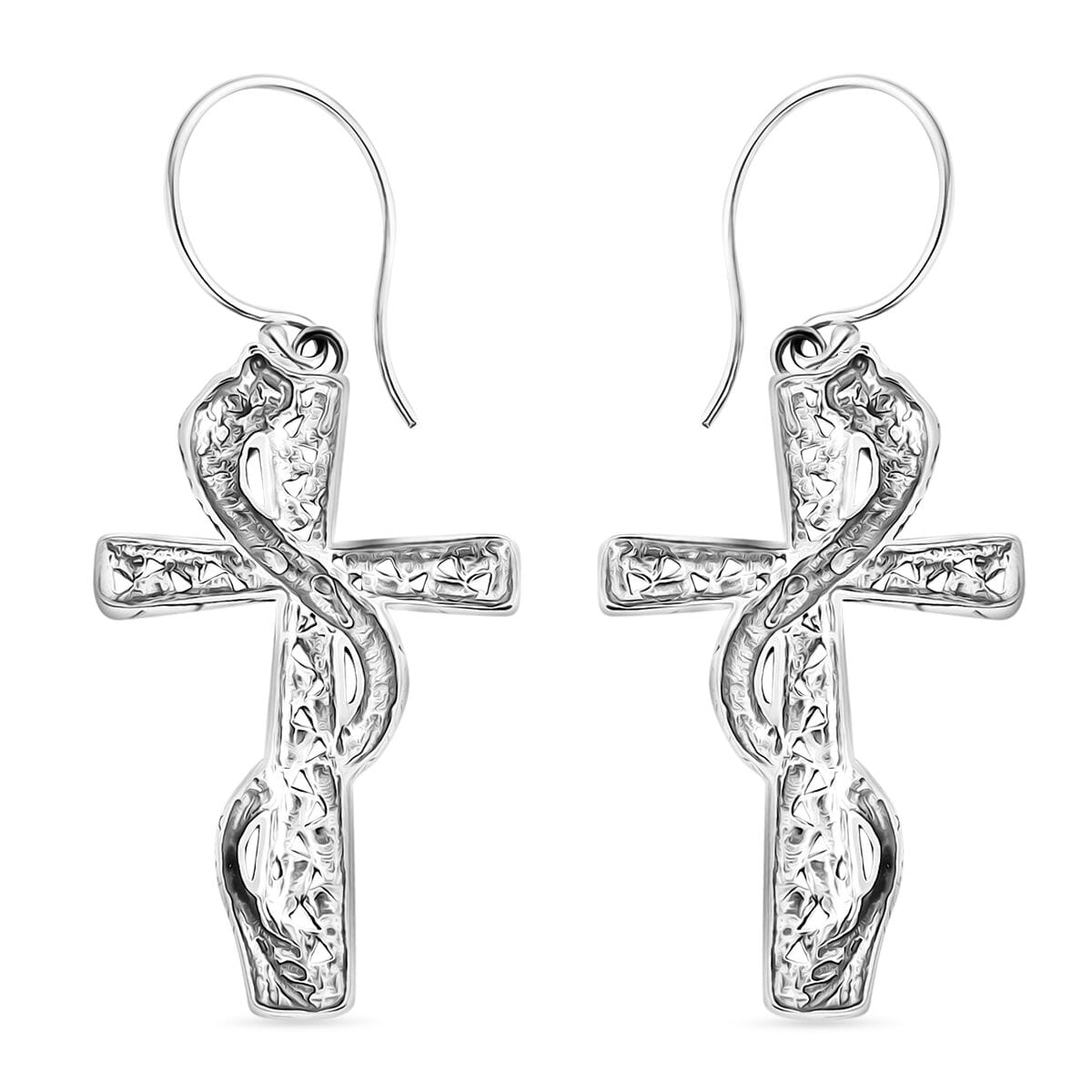 Bali Legacy Sterling Silver Padian Chain Dragon Cross Earrings 5.30 Grams image number 3