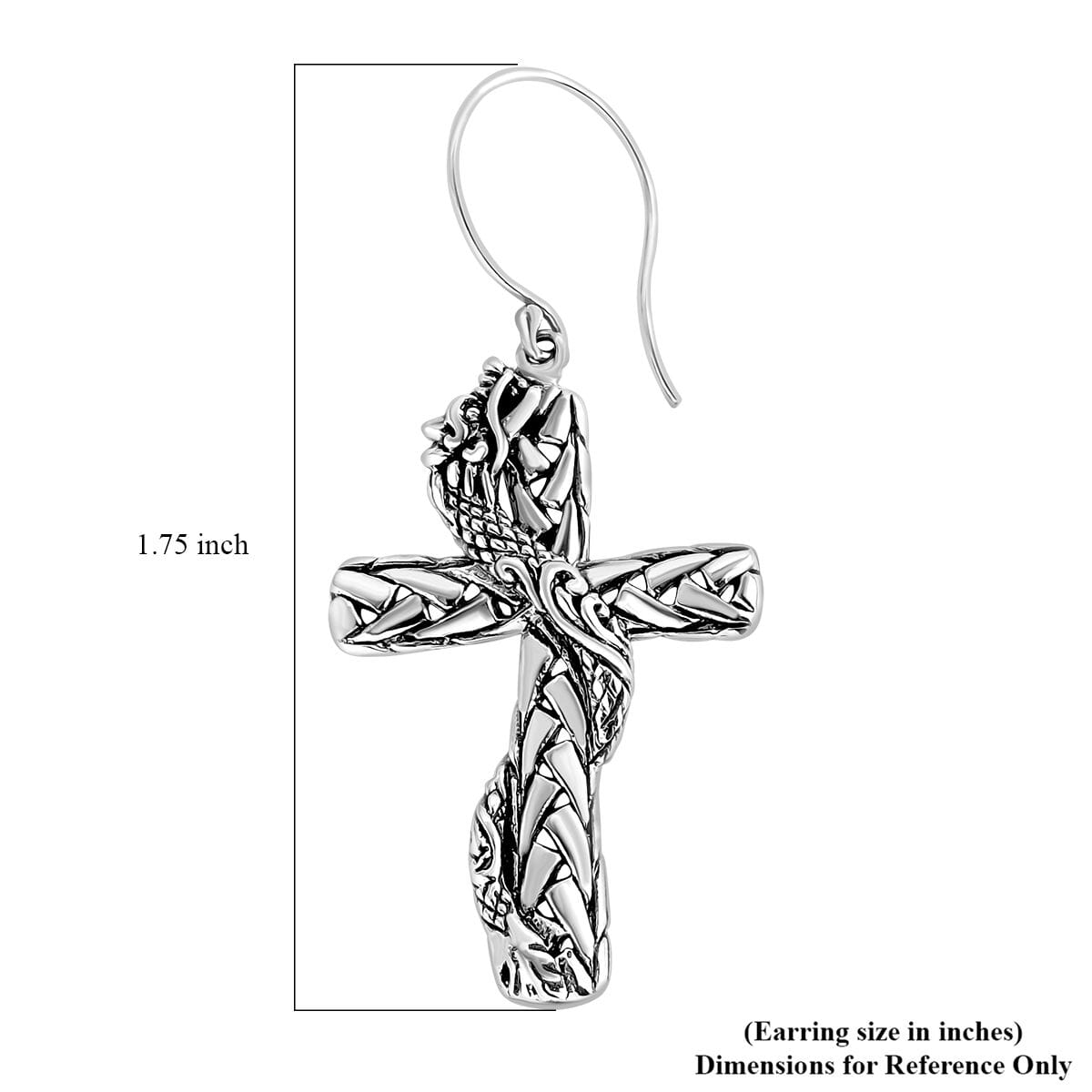 Bali Legacy Sterling Silver Padian Chain Dragon Cross Earrings 5.30 Grams image number 4