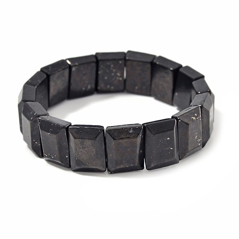 Shungite 170.00 ctw Block Stretch Bracelet