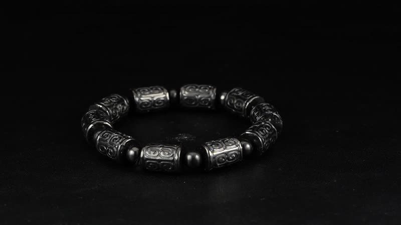 Shungite 120.00 ctw Carved Beaded Stretch Bracelet