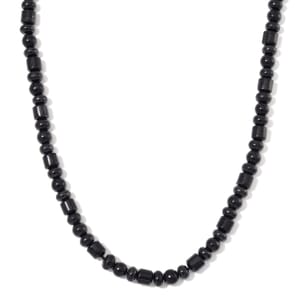 Shungite 90.00 ctw Beaded Necklace in Rhodium Over Sterling Silver 20 Inches