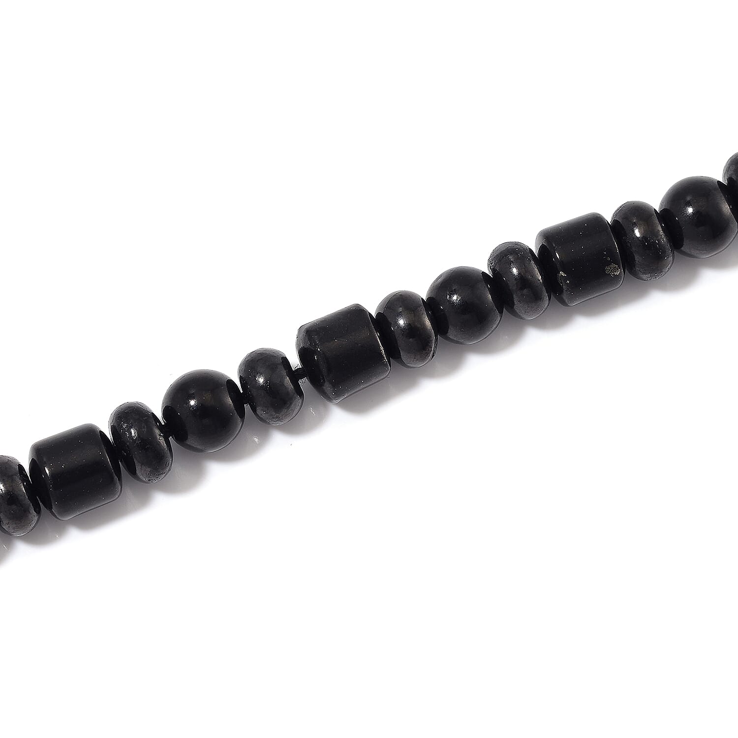 Shungite 90.00 ctw Beaded Necklace in Rhodium Over Sterling Silver 20 Inches