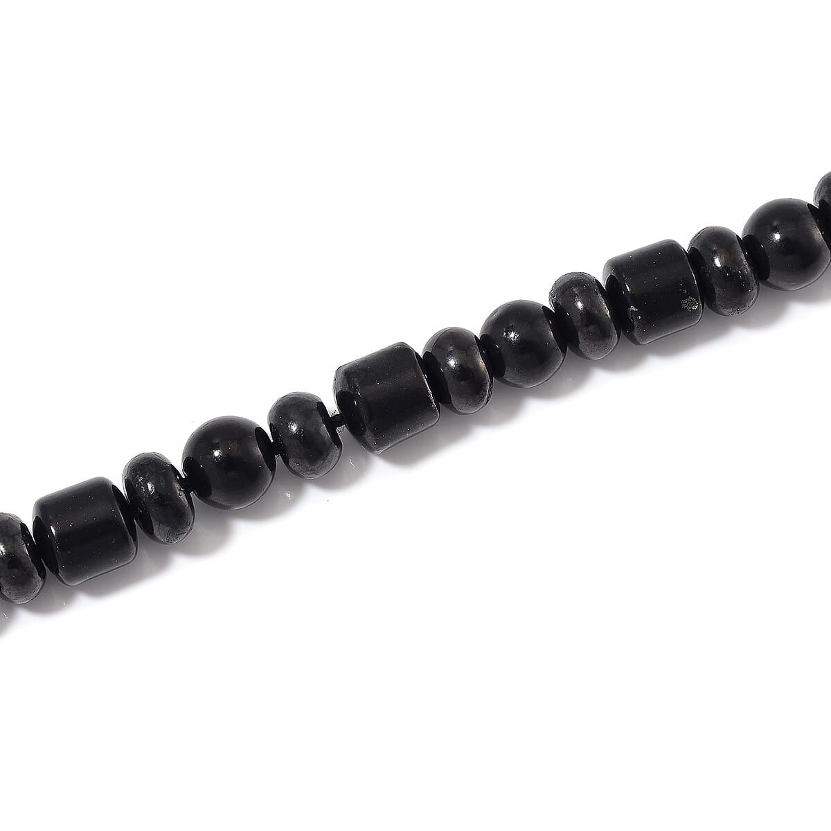 Shungite 90.00 ctw Beaded Necklace in Rhodium Over Sterling Silver 20 Inches image number 3