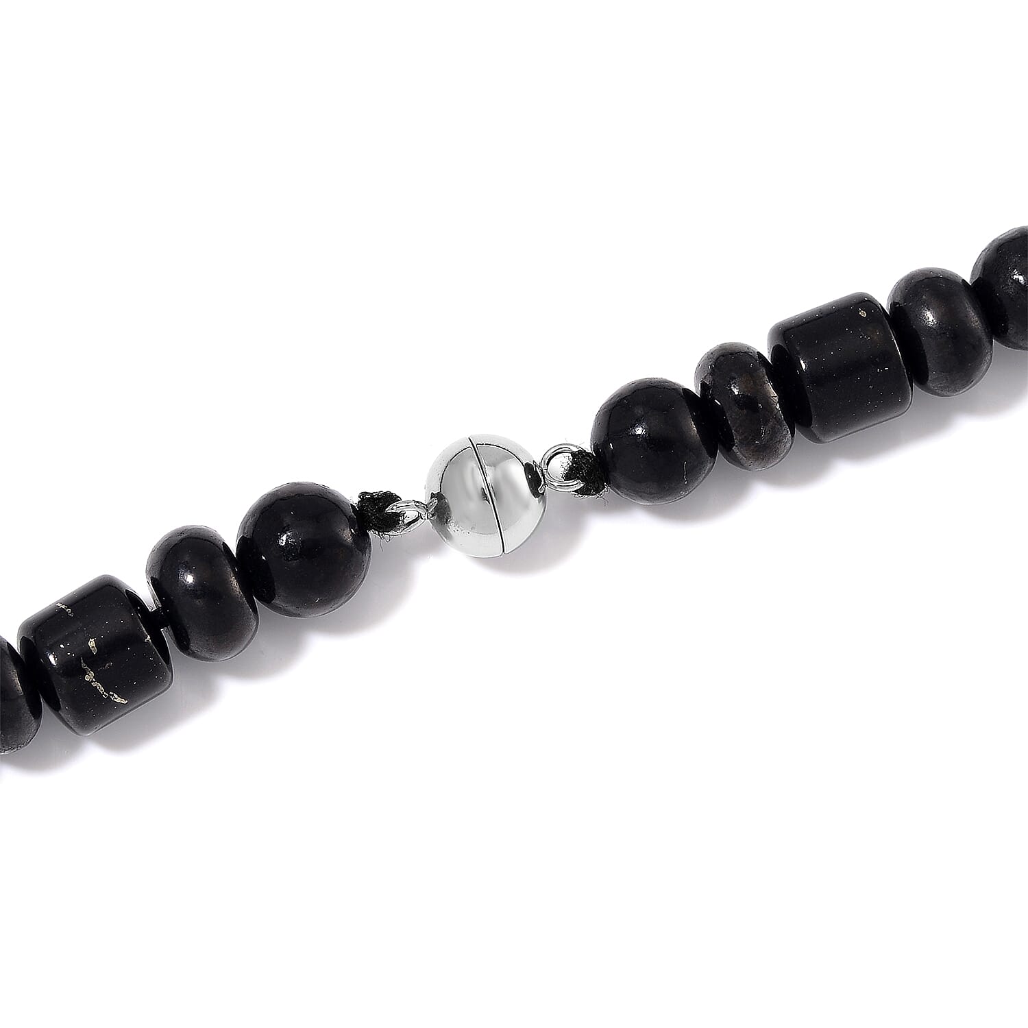 Shungite 90.00 ctw Beaded Necklace in Rhodium Over Sterling Silver 20 Inches
