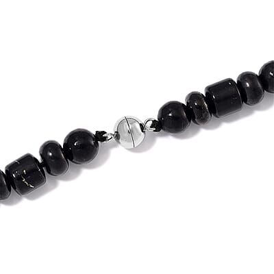 Shungite 90.00 ctw Beaded Necklace in Rhodium Over Sterling Silver 20 Inches