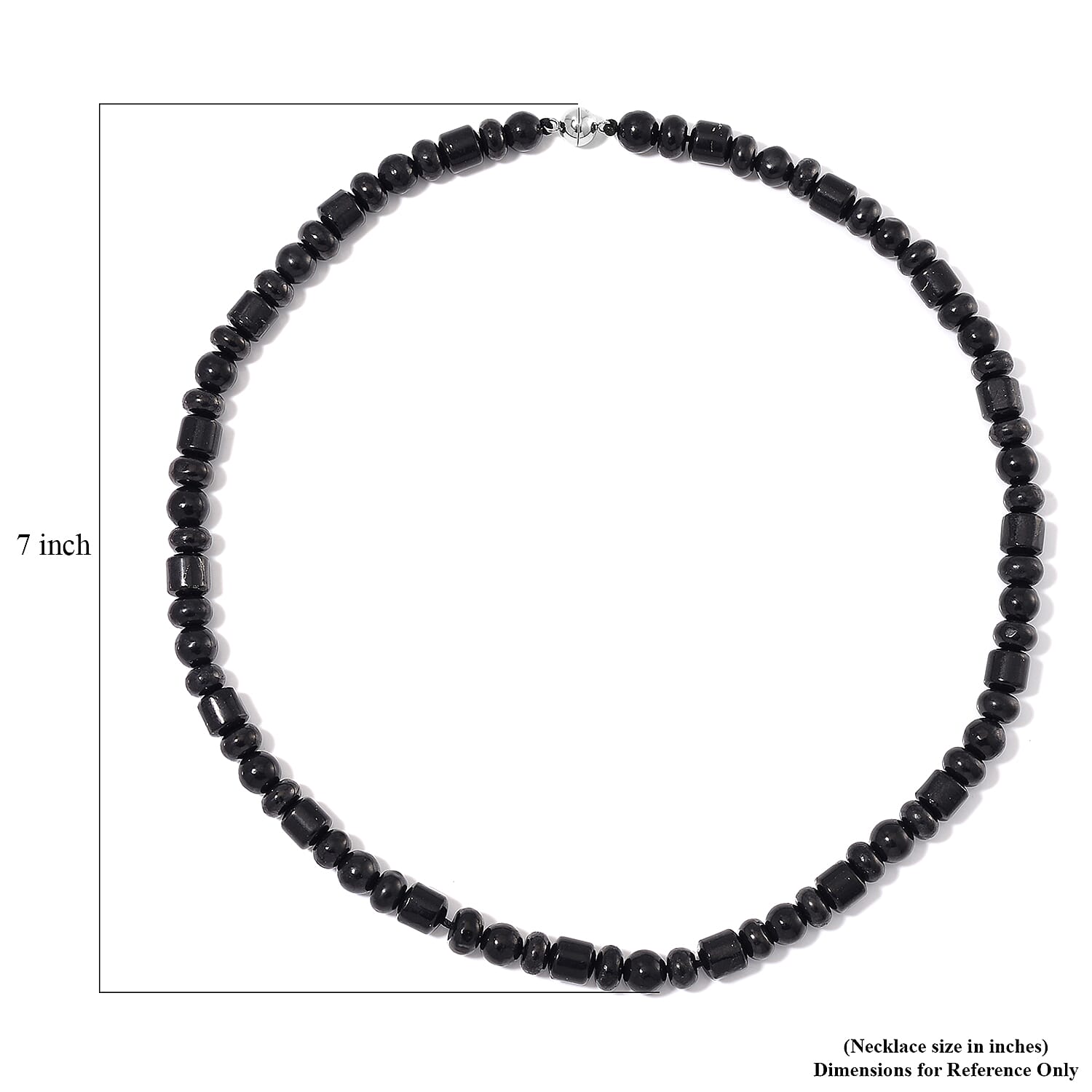 Shungite 90.00 ctw Beaded Necklace in Rhodium Over Sterling Silver 20 Inches