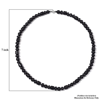 Shungite 90.00 ctw Beaded Necklace in Rhodium Over Sterling Silver 20 Inches
