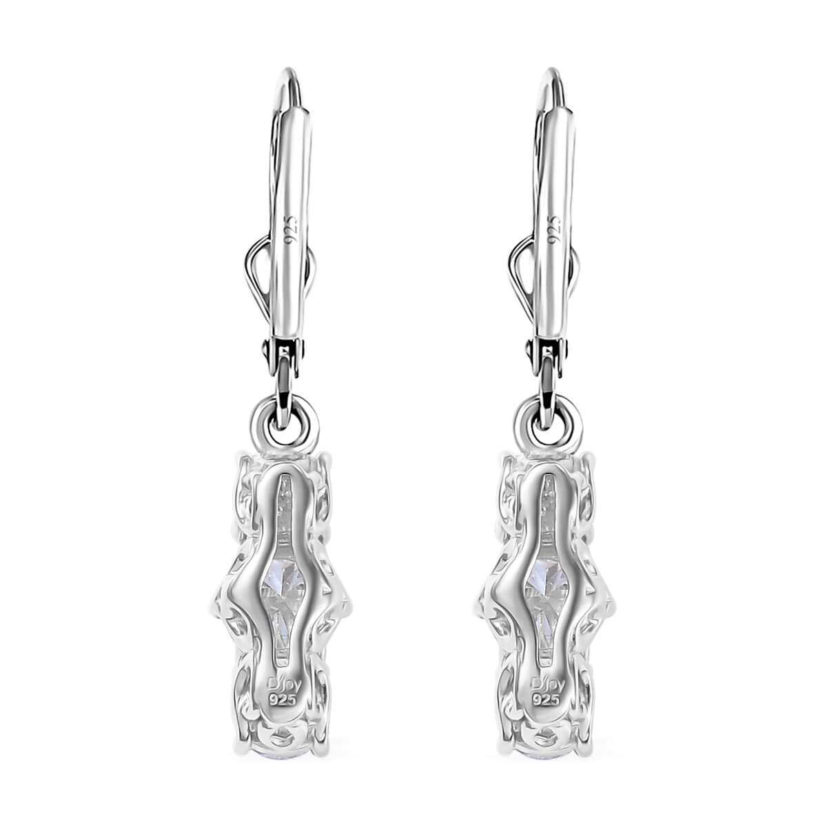 Moissanite 1.75 ctw Lever Back Earrings in Rhodium Over Sterling Silver image number 3