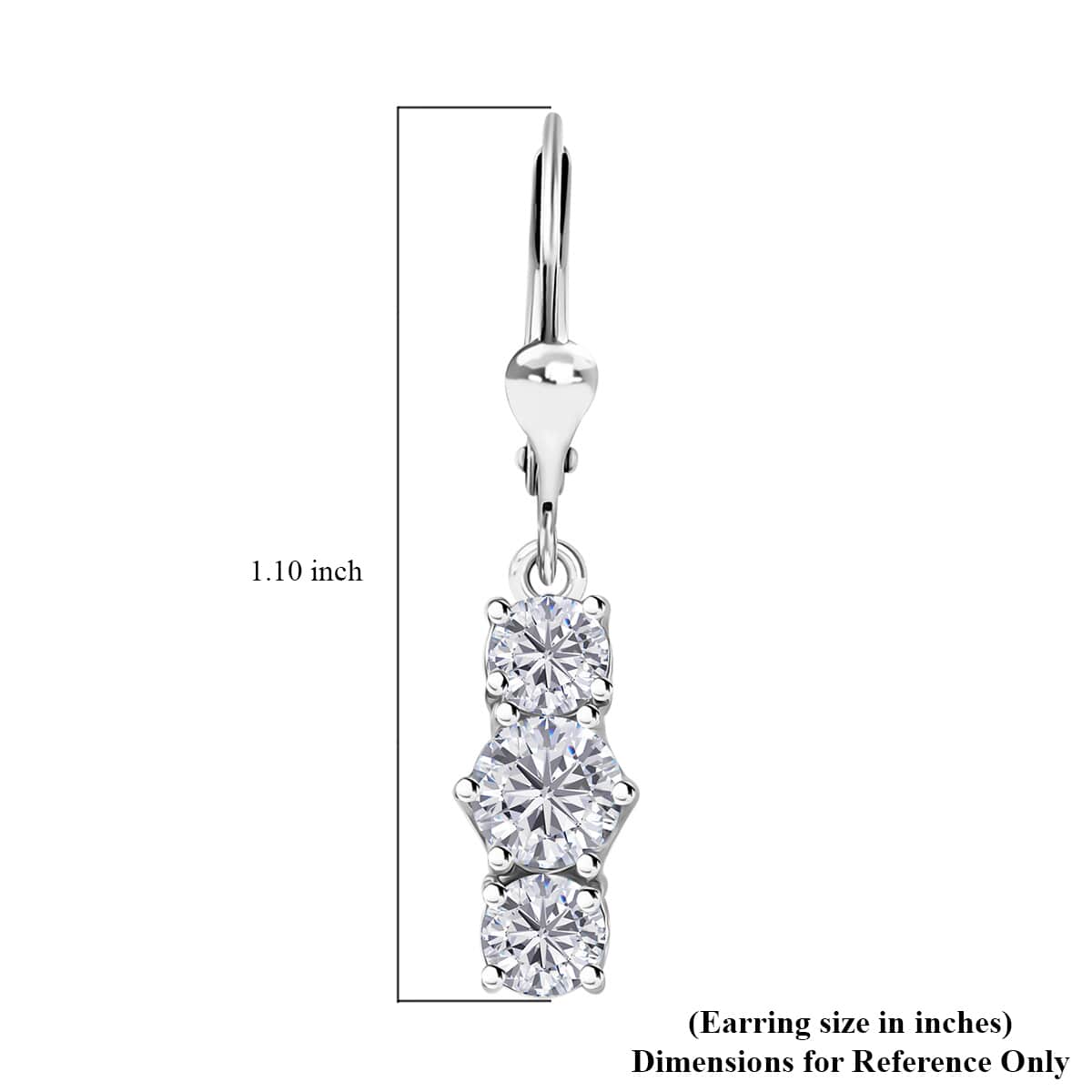 Moissanite 1.75 ctw Lever Back Earrings in Rhodium Over Sterling Silver image number 4