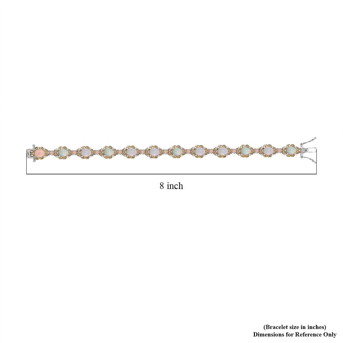 Ethiopian Welo Opal 7.00 ctw Bracelet in 18K Vermeil Yellow Gold and Rhodium Over Sterling Silver (6.50 In) image number 3